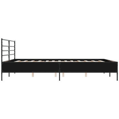 Estrutura de cama 200x200 cm derivados de madeira/metal preto