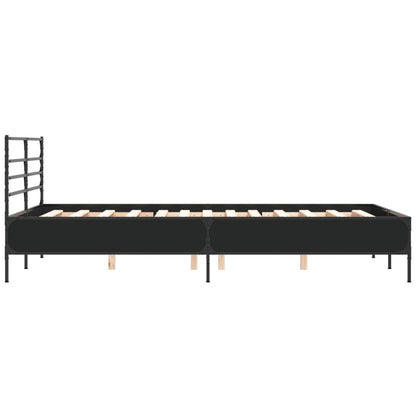 Estrutura de cama 135x190 cm derivados de madeira/metal preto