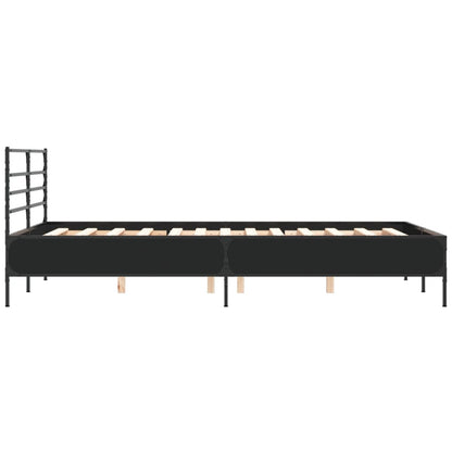 Estrutura de cama 140x190 cm derivados de madeira/metal preto