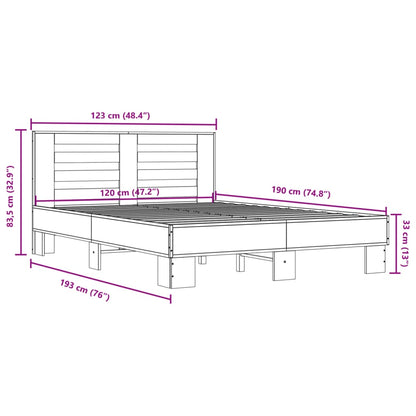 Estrutura de cama 120x190 cm derivados de madeira/metal preto