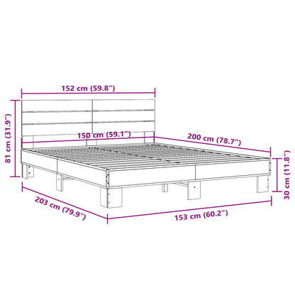 Estrutura de cama 150x200 cm derivados de madeira/metal preto