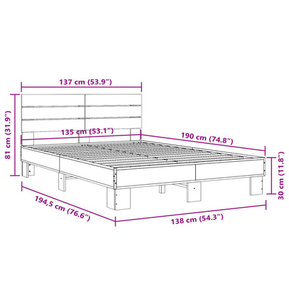 Estrutura de cama 135x190 cm derivados madeira/metal