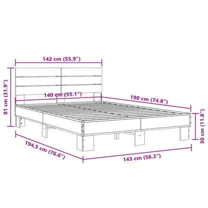 Estrutura de cama 140x190 cm derivados madeira/metal