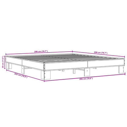 Estrutura de cama 200x200 cm derivados de madeira/metal preto