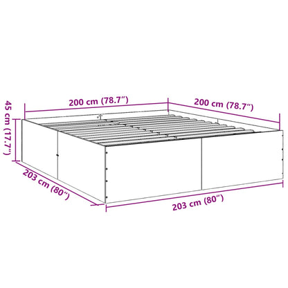 Estrutura de cama 200x200cm derivados madeira carvalho castanho