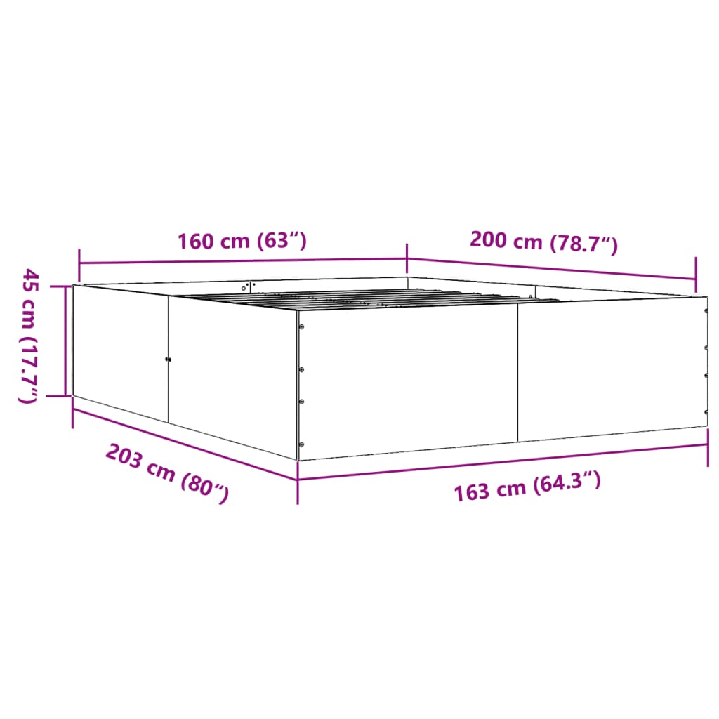 Estrutura de cama 160x200 cm derivados de madeira cinza cimento