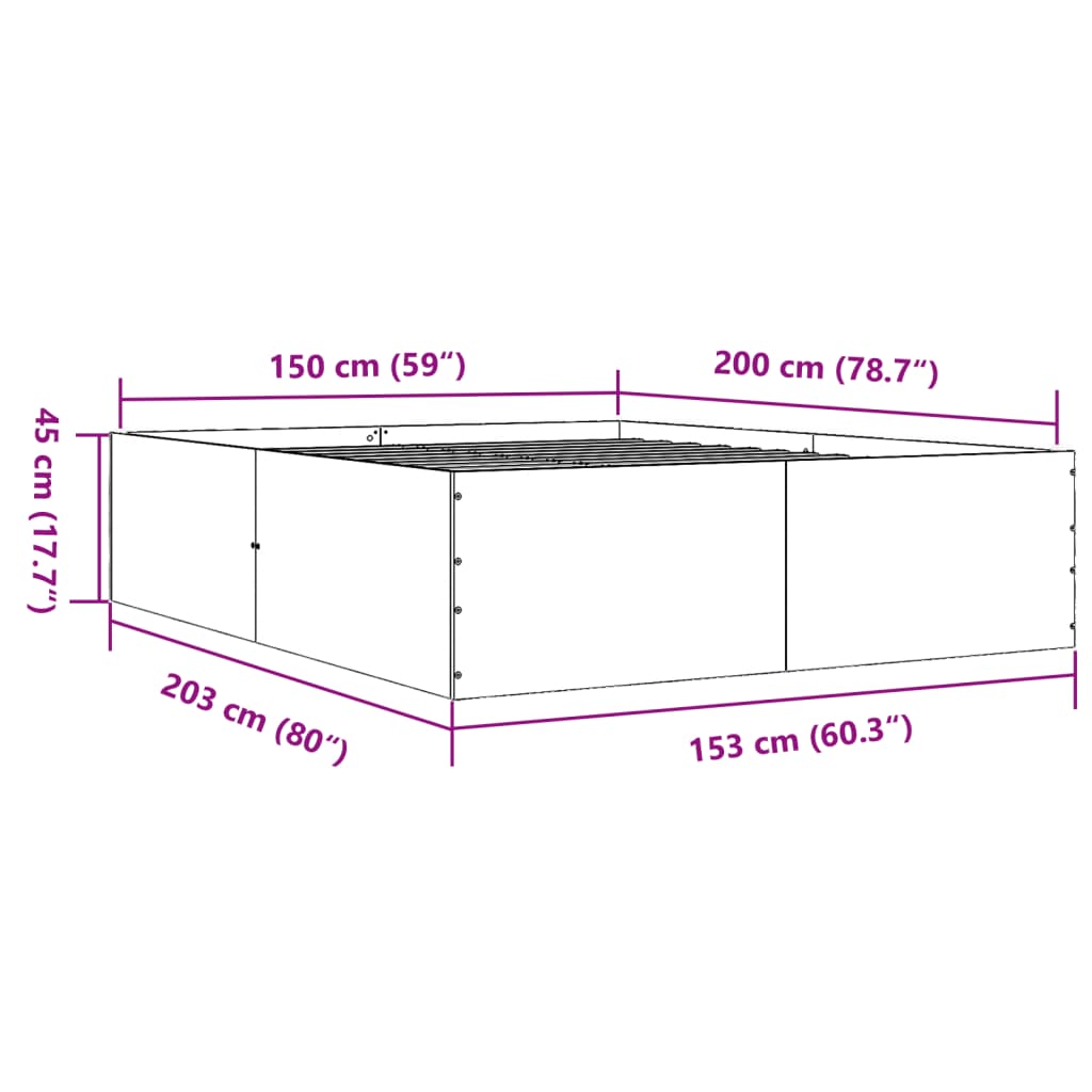 Estrutura de cama 150x200 cm derivados de madeira branco