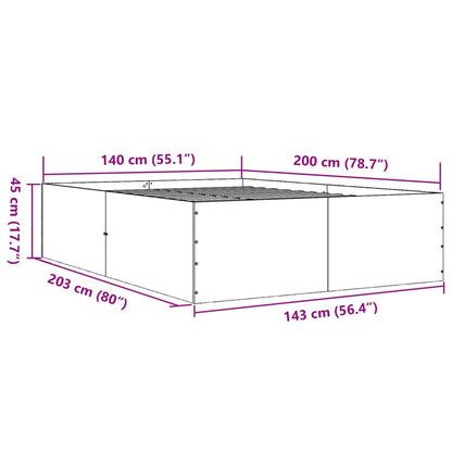 Estrutura de cama 140x200 cm derivados de madeira cinza sonoma