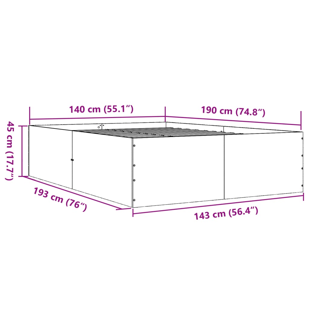 Estrutura de cama 140x190 cm derivados de madeira branco