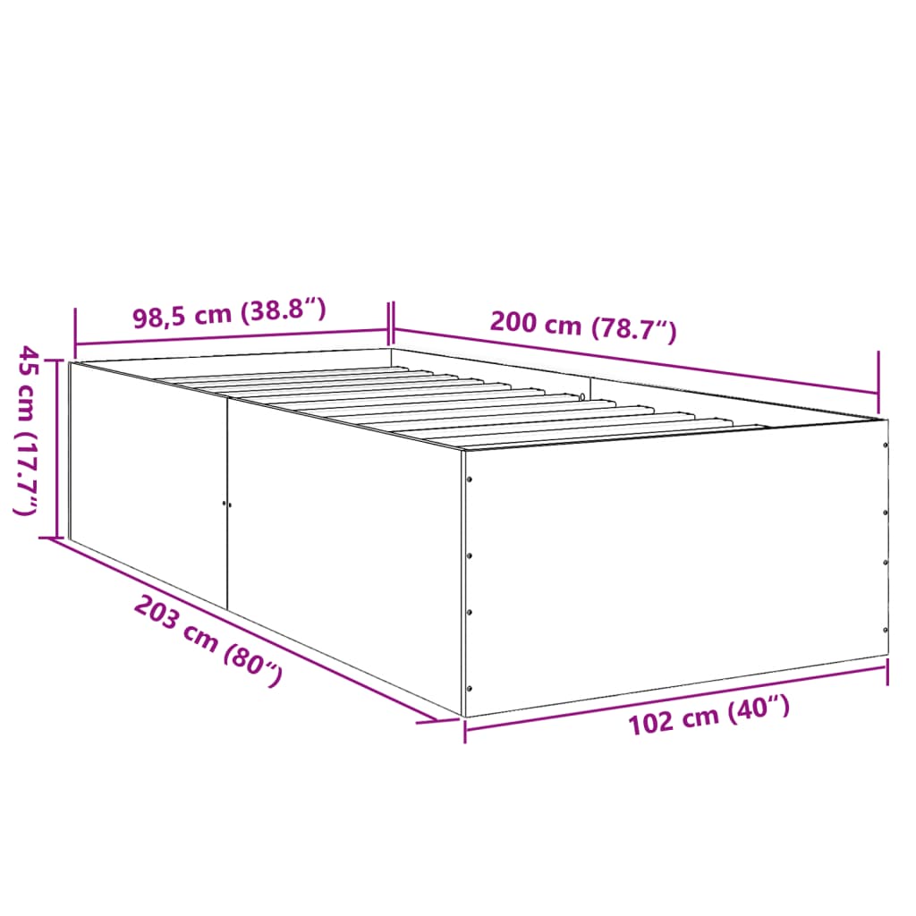 Estrutura de cama 100x200 cm derivados de madeira branco