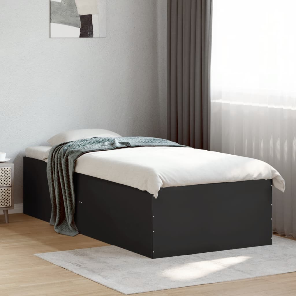 Estrutura de cama 75x190 cm derivados de madeira preto