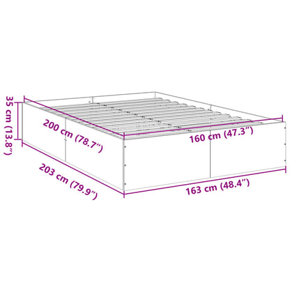 Estrutura de cama 160x200 cm derivados de madeira cinza sonoma