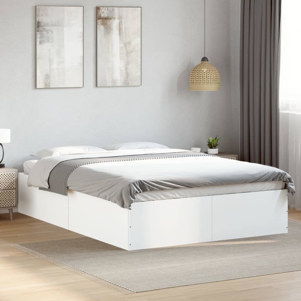 Estrutura de cama 140x190 cm derivados de madeira branco