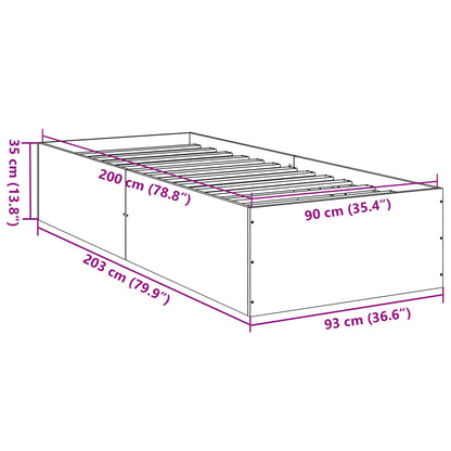 Estrutura de cama 90x200 cm derivados de madeira cinza sonoma