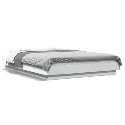 Estrutura cama c/ luzes LED 140x200 cm derivados madeira branco