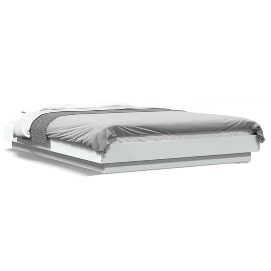 Estrutura cama c/ luzes LED 120x200 cm derivados madeira branco