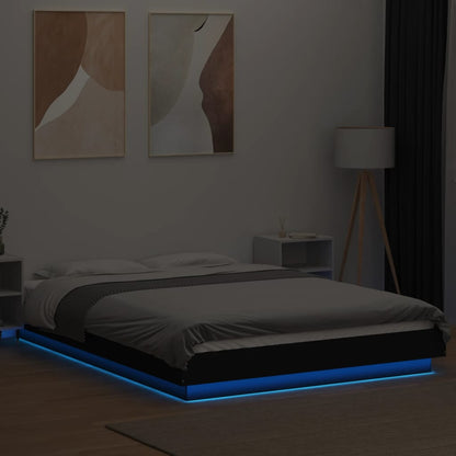 Estrutura cama c/ luzes LED 120x200 cm derivados madeira preto