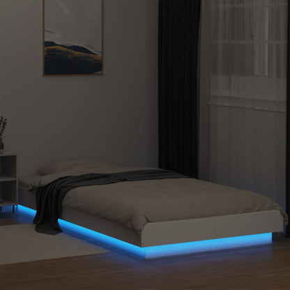 Estrutura cama c/ luzes LED 100x200 cm derivados madeira branco