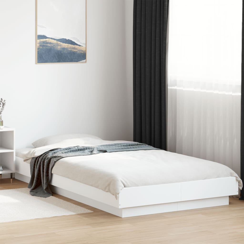 Estrutura cama c/ luzes LED 100x200 cm derivados madeira branco