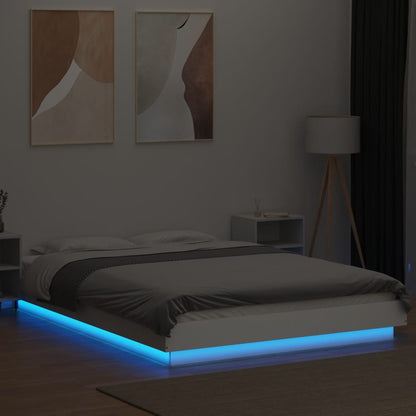 Estrutura cama c/ luzes LED 135x190 cm derivados madeira branco