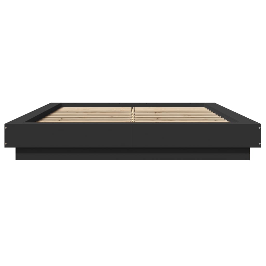 Estrutura cama c/ luzes LED 120x190 cm derivados madeira preto