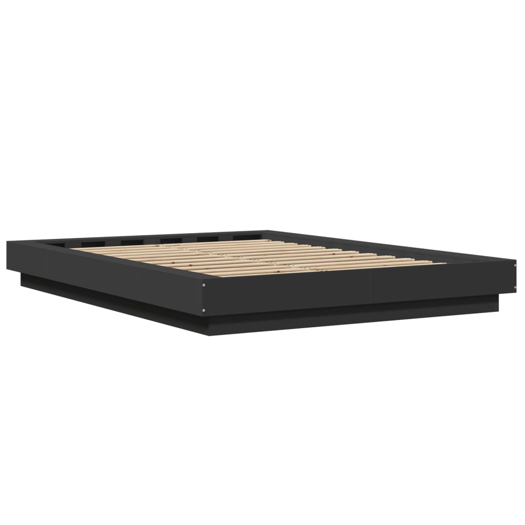 Estrutura cama c/ luzes LED 120x190 cm derivados madeira preto