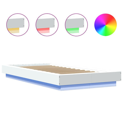 Estrutura cama c/ luzes LED 90x190 cm derivados madeira branco