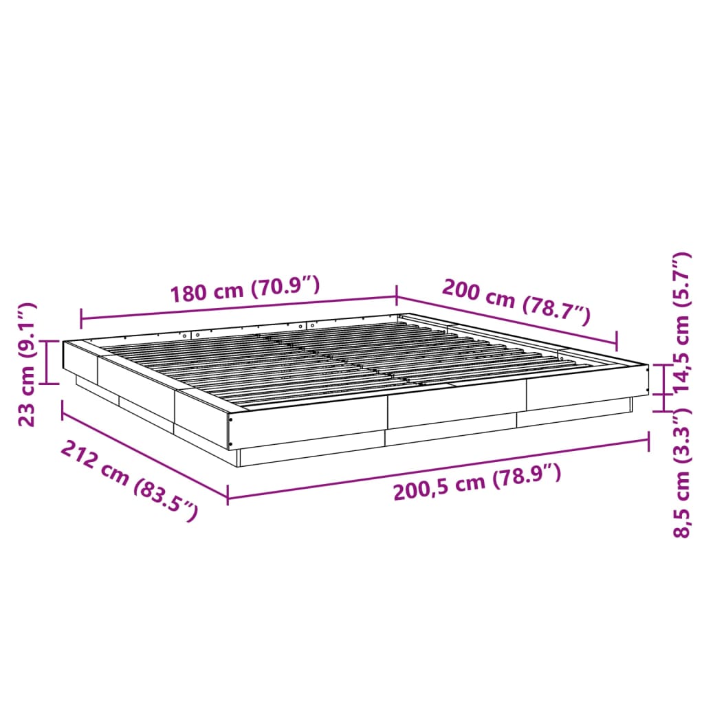 Estrutura de cama 180x200 cm derivados de madeira branco