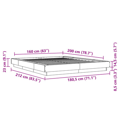 Estrutura de cama 160x200 cm derivados de madeira cinza sonoma