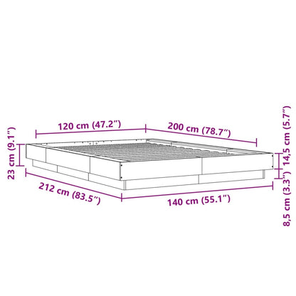 Estrutura de cama 120x200 cm derivados de madeira cinza sonoma