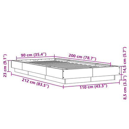 Estrutura de cama 90x200 cm derivados de madeira branco