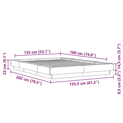 Estrutura de cama 135x190 cm derivados de madeira cinza cimento