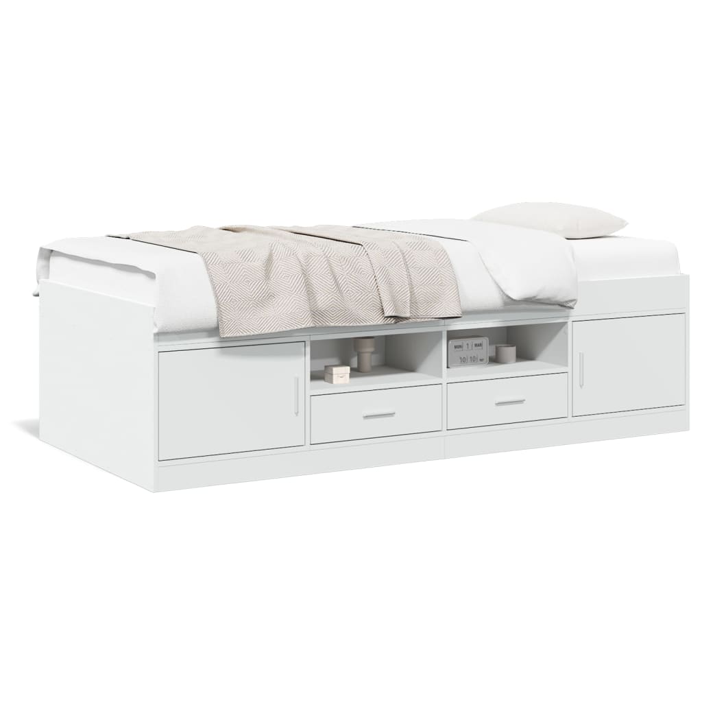 Sofá-cama c/ gavetas 100x200 cm derivados de madeira branco