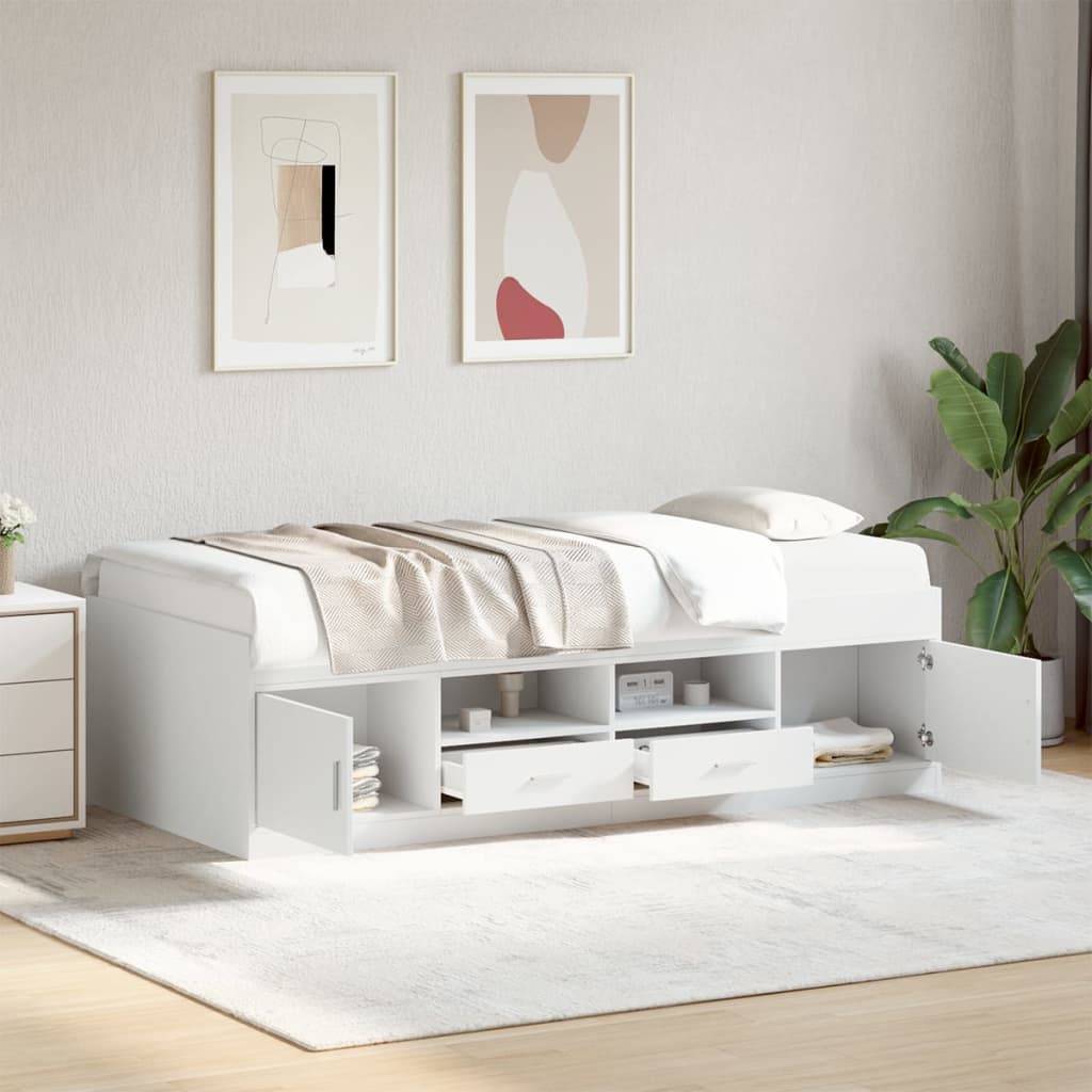 Sofá-cama c/ gavetas 90x190 cm derivados de madeira branco