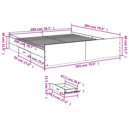 Estrutura de cama c/ gavetas 200x200cm derivados madeira branco