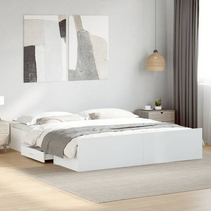 Estrutura de cama c/ gavetas 180x200cm derivados madeira branco