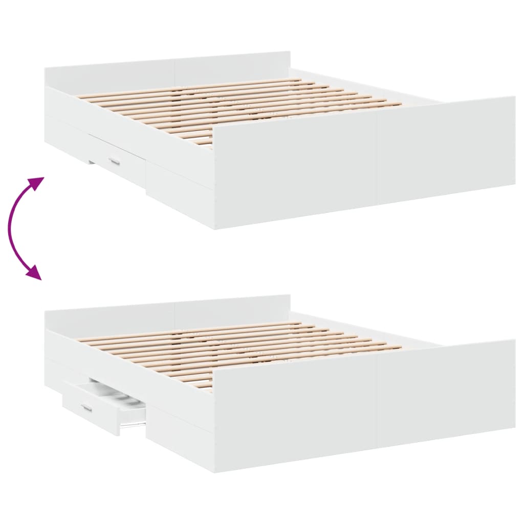 Estrutura de cama c/ gavetas 160x200cm derivados madeira branco