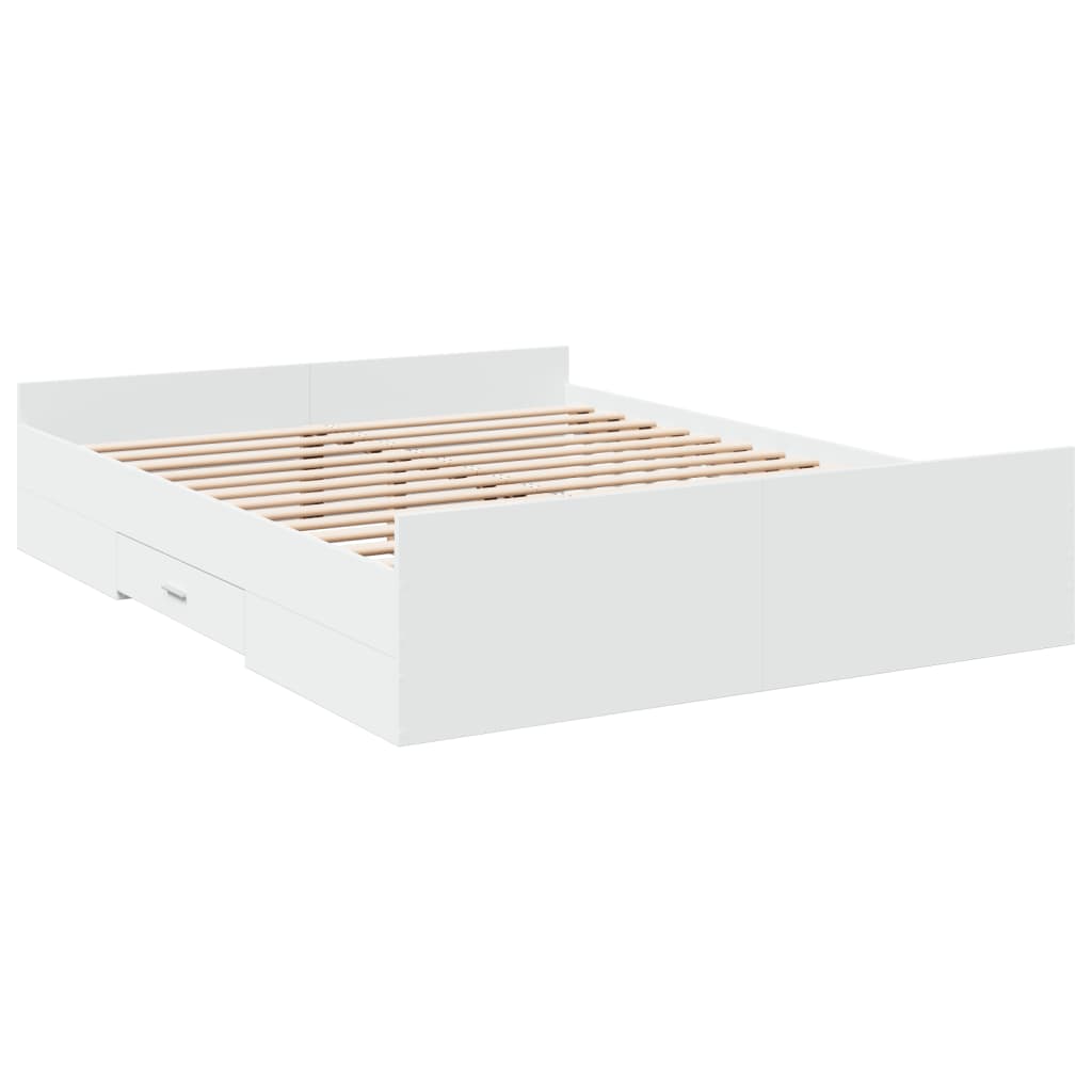 Estrutura de cama c/ gavetas 150x200cm derivados madeira branco