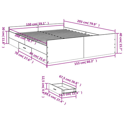 Estrutura de cama c/ gavetas 150x200cm derivados madeira branco