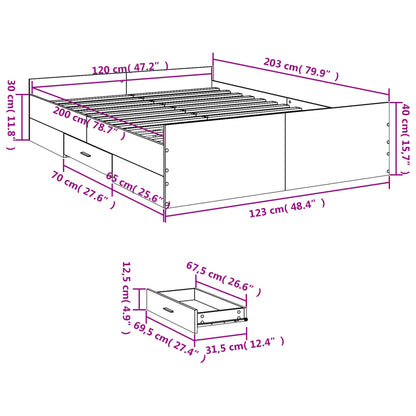 Estrutura de cama c/ gavetas 120x200cm derivados madeira branco