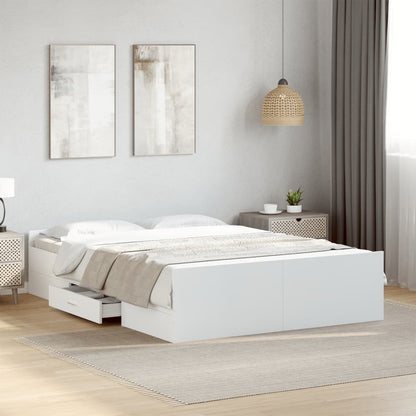 Estrutura de cama c/ gavetas 135x190cm derivados madeira branco