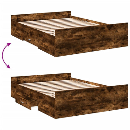 Estrutura de cama c/ gavetas derivados madeira carvalho fumado