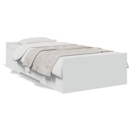 Estrutura de cama c/ gavetas 90x200 cm derivados madeira branco