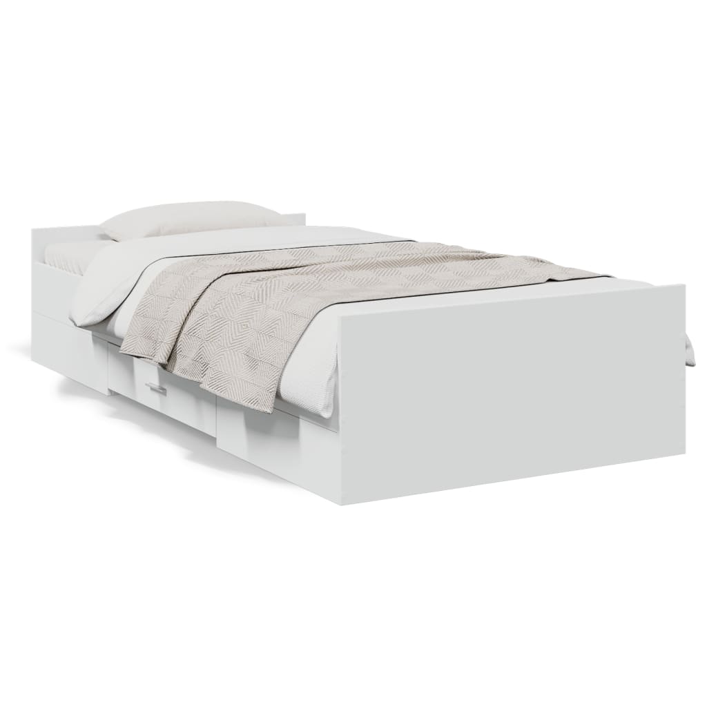 Estrutura cama c/ gavetas 90x190 cm derivados de madeira branco