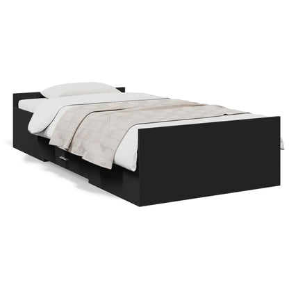 Estrutura cama c/ gavetas 90x190 cm derivados de madeira preto