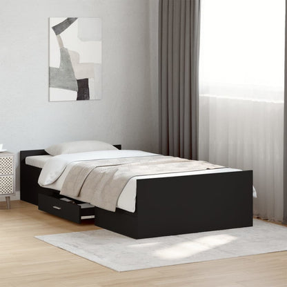 Estrutura cama c/ gavetas 75x190 cm derivados de madeira preto