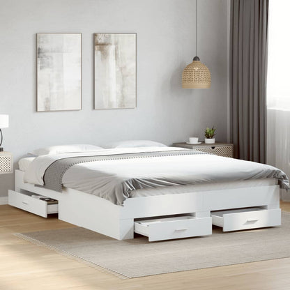 Estrutura de cama c/ gavetas 160x200cm derivados madeira branco