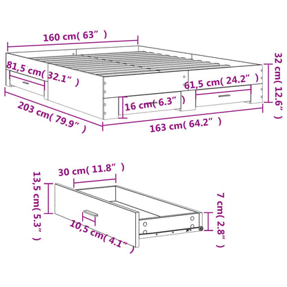 Estrutura de cama c/ gavetas 160x200cm derivados madeira branco