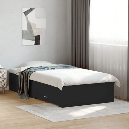 Estrutura cama c/ gavetas 90x190 cm derivados de madeira preto