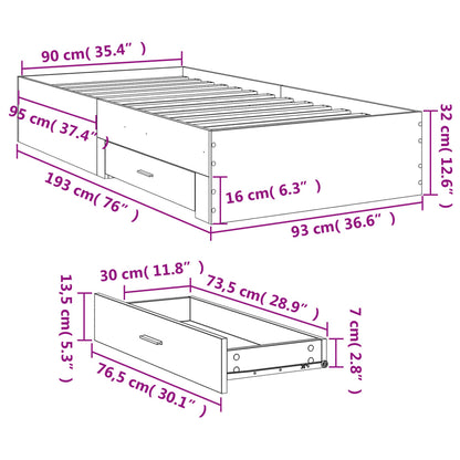 Estrutura cama c/ gavetas 90x190 cm derivados de madeira preto